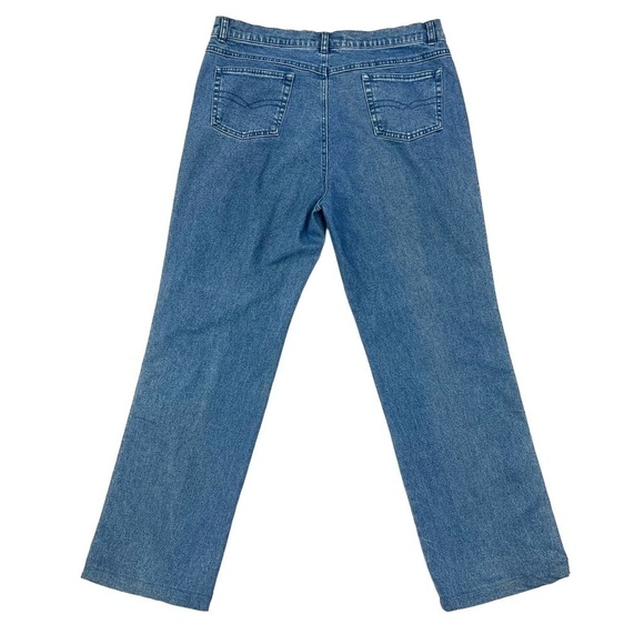 Woman’s Size 11/12 Wide Leg Jeans Rhinestone Mermaidcore Side Panel Medium Wash - Picture 4 of 11